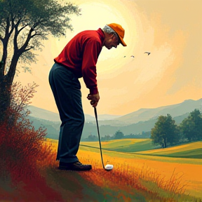 Old Man Playing Golf