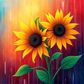 Sunflowers Rain Sunset