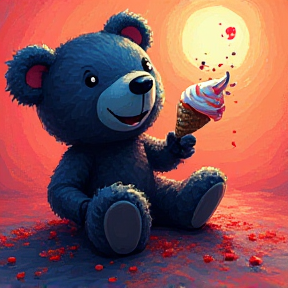 Dark Delight: Zeddy Bear and Ice Cream