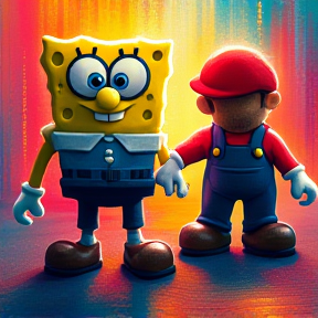 Mario and SpongeBob friends