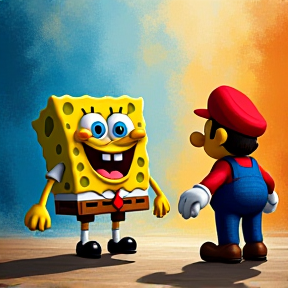 Mario and SpongeBob friends