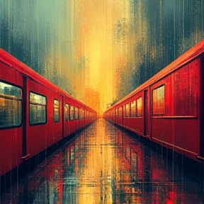 train in the rain