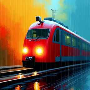 train in the rain