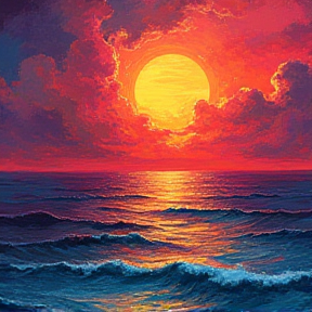 Sunset Over the Ocean