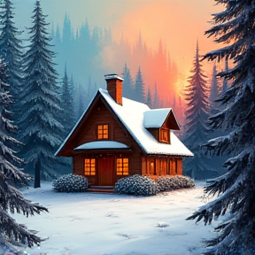 House in a snowy forest