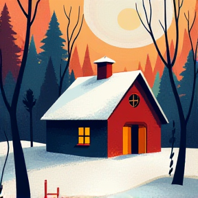 House in a snowy forest