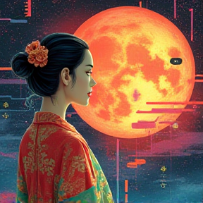 Asian  Girl Moon