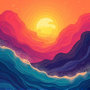  **"Sunset Waves"**