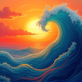  **"Sunset Waves"**