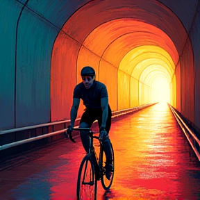 Der Radfahrer im Tunnel