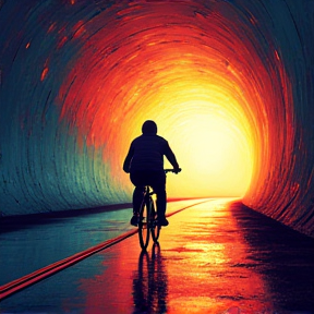 Radfahrer im Tunnel