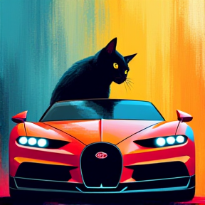 Cool Cat in a Bugatti