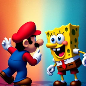 Super Plumber vs. Sponge in Square