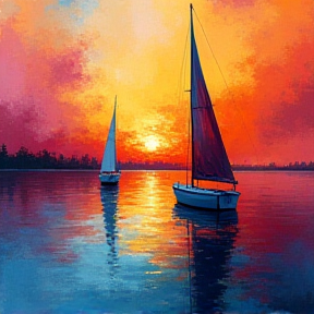 Sailboats on the Lake