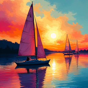 Sailboats on the Lake