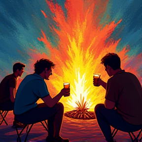 Bier trinken am Lagerfeuer