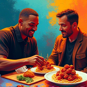 Will Smith eating spaghetti and meatballs with Gordon Ramsey 