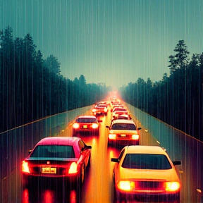 Rainy Traffic Jam