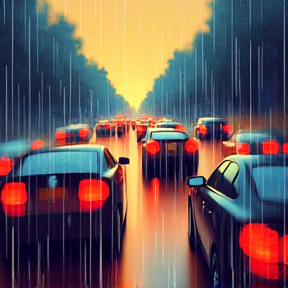 Rainy Traffic Jam