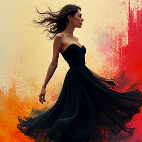 The Falling of the Girl in the Black Sheer Dress