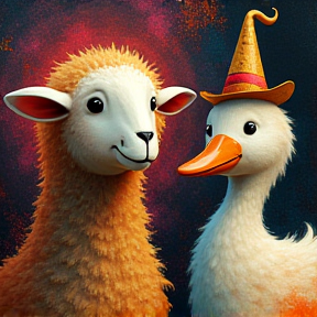 Sheep and Duck on a Jazzy Halloween Party