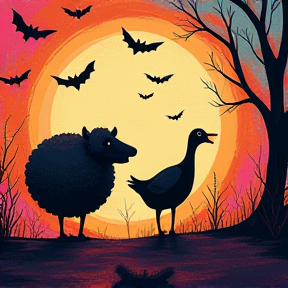 Sheep and Duck on a Jazzy Halloween Party