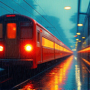 Train in the rain