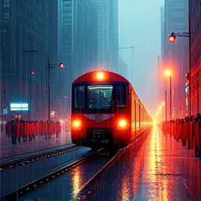 Train in the rain