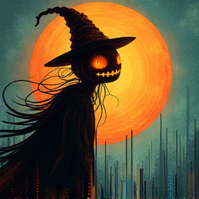 One Halloween night the Pumpkin Man met a witch