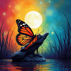 Moonlit Frogs and Butterfly Wings