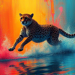 Cheetah in a Pool