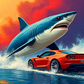 Sharks with cars