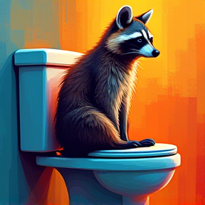 Raccoon on a Toilet