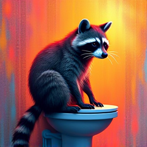 Raccoon on a Toilet