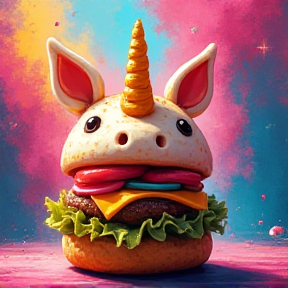 Unicorn Tater Tot with a Hamburger