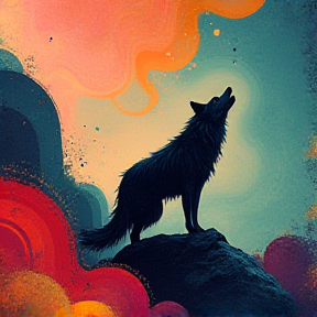 Mystical Wolf in the Sky