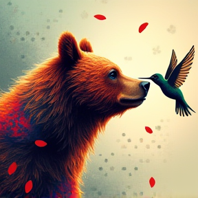 Bear and Hummingbird Love