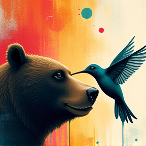 Bear and Hummingbird Love