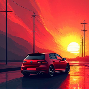 Red GTI Sunset