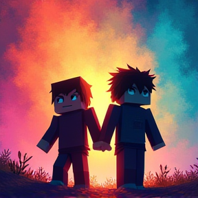 Ezra and Leo in Minecraft