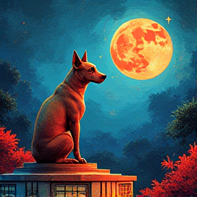 Dog at Moon