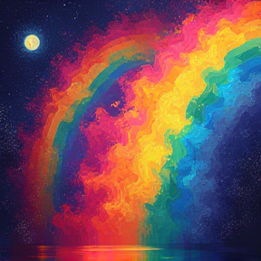 Neon Rainbow Moon