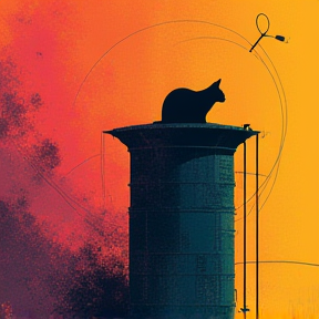 Black Cat on the Tower