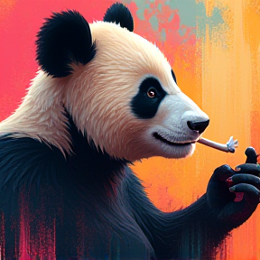 panda smoking love