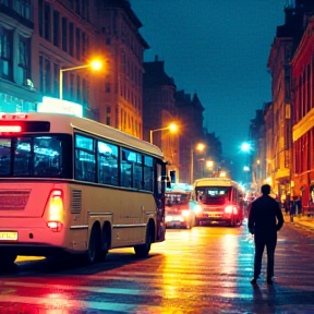 Weiße Busse Durch die Nacht