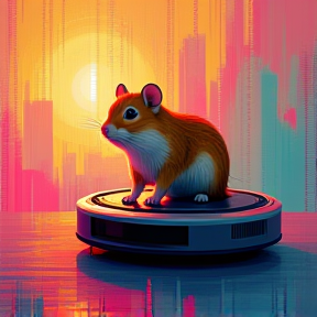 hamster on a roomba 