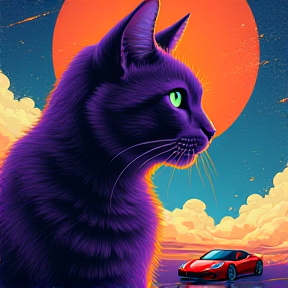 Purple Cat in a Fast Car