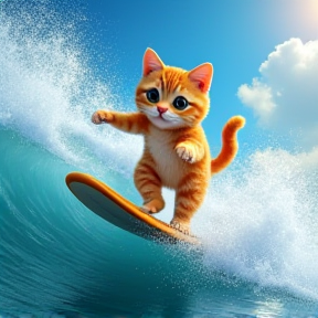 Surfing Cool Cat