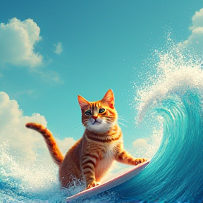 Surfing Cool Cat