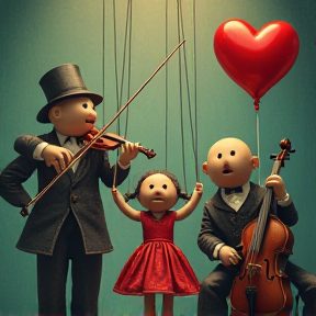 Puppets dance strings